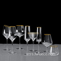 gelas wain kaca emas tersuai untuk perkahwinan